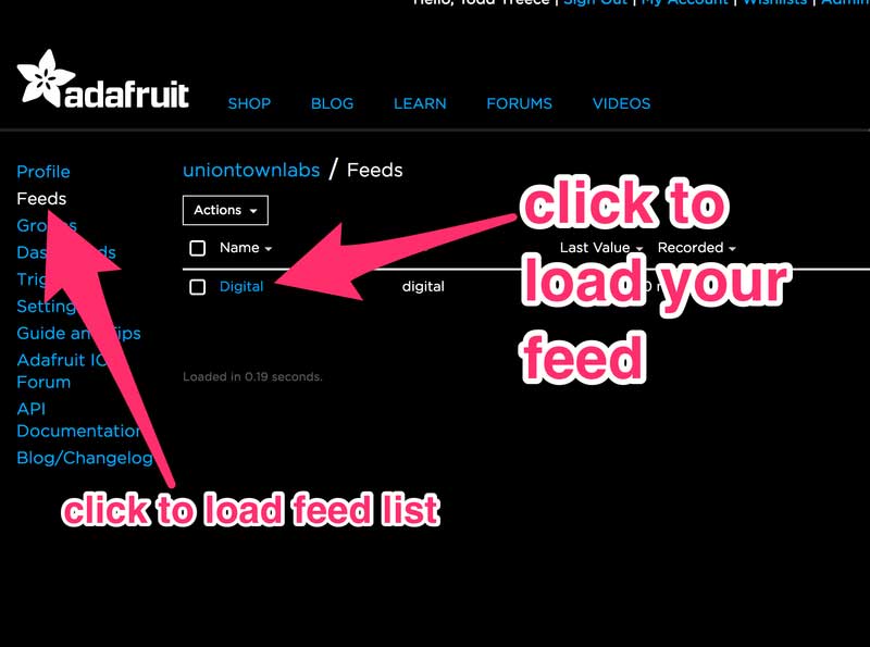 Load Feed List > Click to Load Your Feed